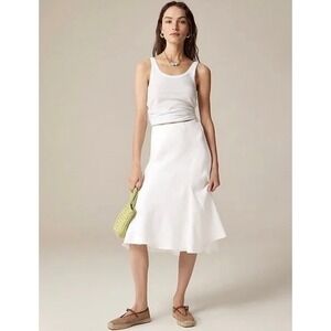 NWT!! J. CREW Gwyneth Linen Flounce Hem Slip Skirt Solid White Godet Pleat Small